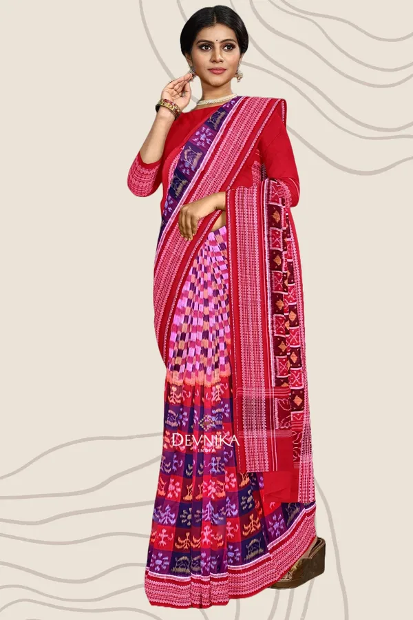 Magenta_Cotton_Teracota_Bandha_Handloom_Saree_For_Women