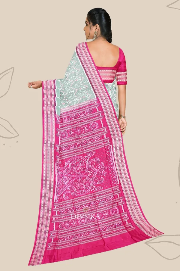 Light_Green_Silk_Teracota_Bandha_Handloom_Saree_For_Women