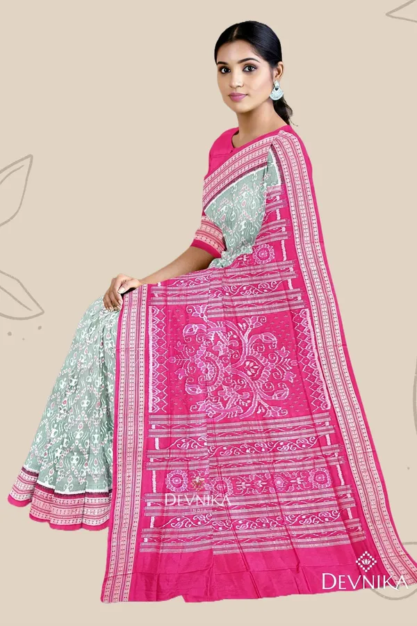 Light_Green_Silk_Teracota_Bandha_Handloom_Saree_For_Women