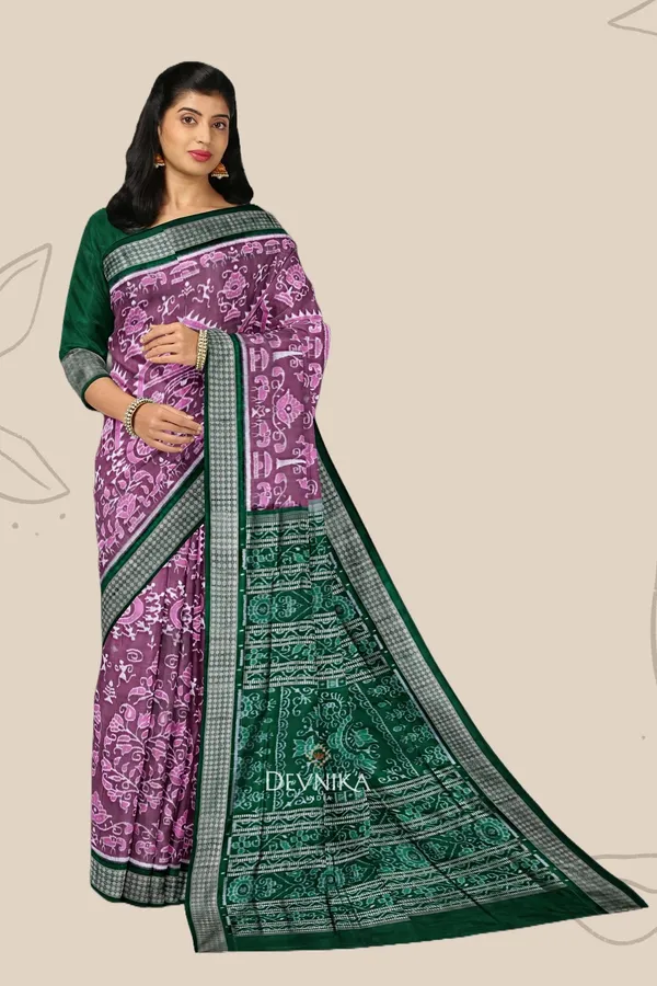 Lavender_Blue_Silk_Teracota_Bandha_Handloom_Saree_For_Women