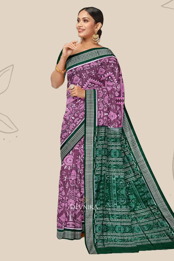 Lavender_Blue_Silk_Teracota_Bandha_Handloom_Saree_For_Women