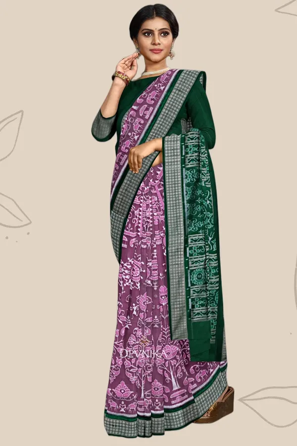 Lavender_Blue_Silk_Teracota_Bandha_Handloom_Saree_For_Women