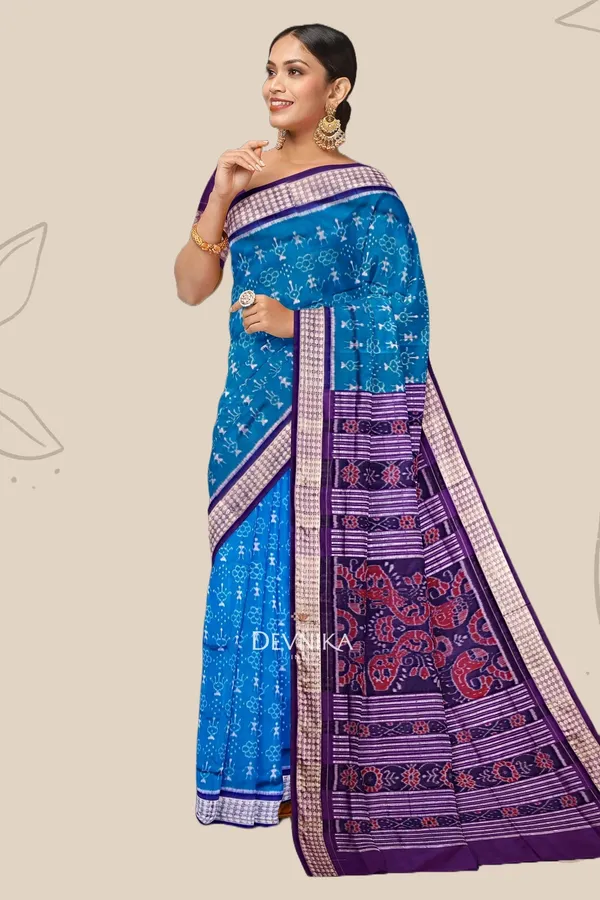 Royal_Blue_Silk_Teracota_Bandha_Handloom_Saree_For_Women