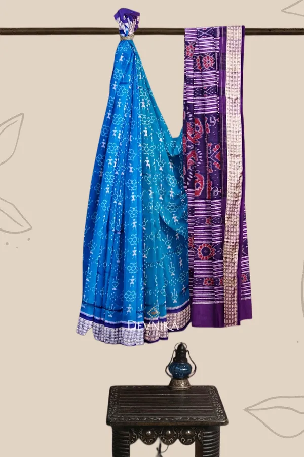 Royal_Blue_Silk_Teracota_Bandha_Handloom_Saree_For_Women