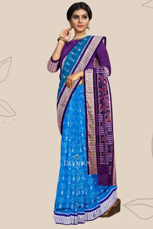 Royal_Blue_Silk_Teracota_Bandha_Handloom_Saree_For_Women