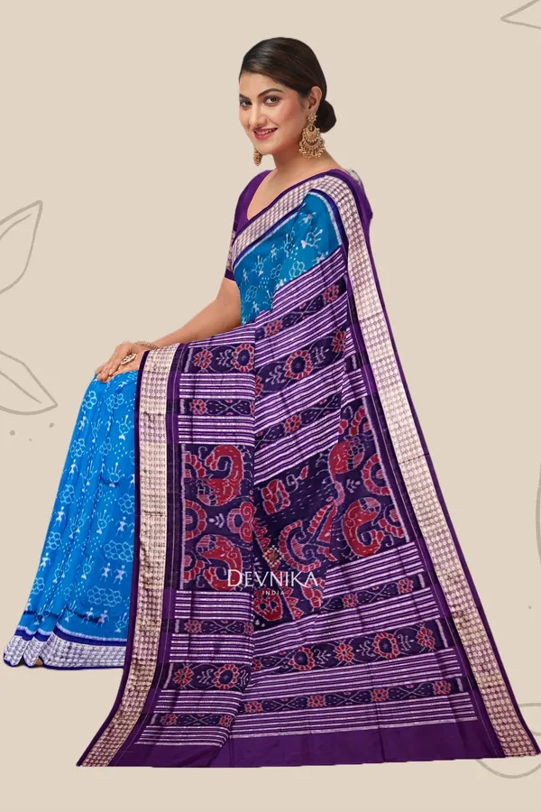 Royal_Blue_Silk_Teracota_Bandha_Handloom_Saree_For_Women