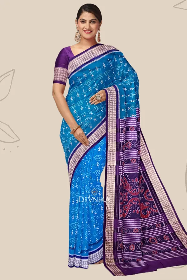 Royal_Blue_Silk_Teracota_Bandha_Handloom_Saree_For_Women
