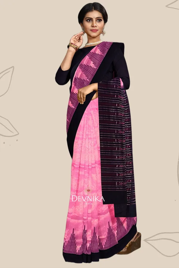 Pink_Handloom_Temple_Border_Odisha_Saree_For_Women