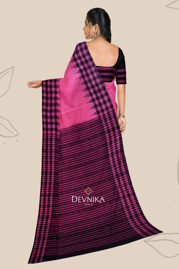 Pink_Handloom_Temple_Border_Odisha_Saree_For_Women