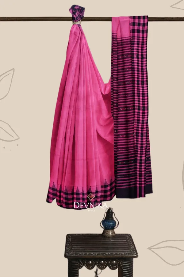 Pink_Handloom_Temple_Border_Odisha_Saree_For_Women