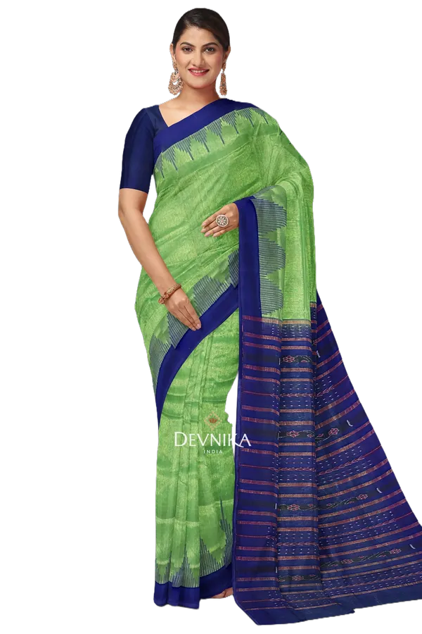 Green_Handloom_Big_Temple_Border_Bapta_Saree_For_Women
