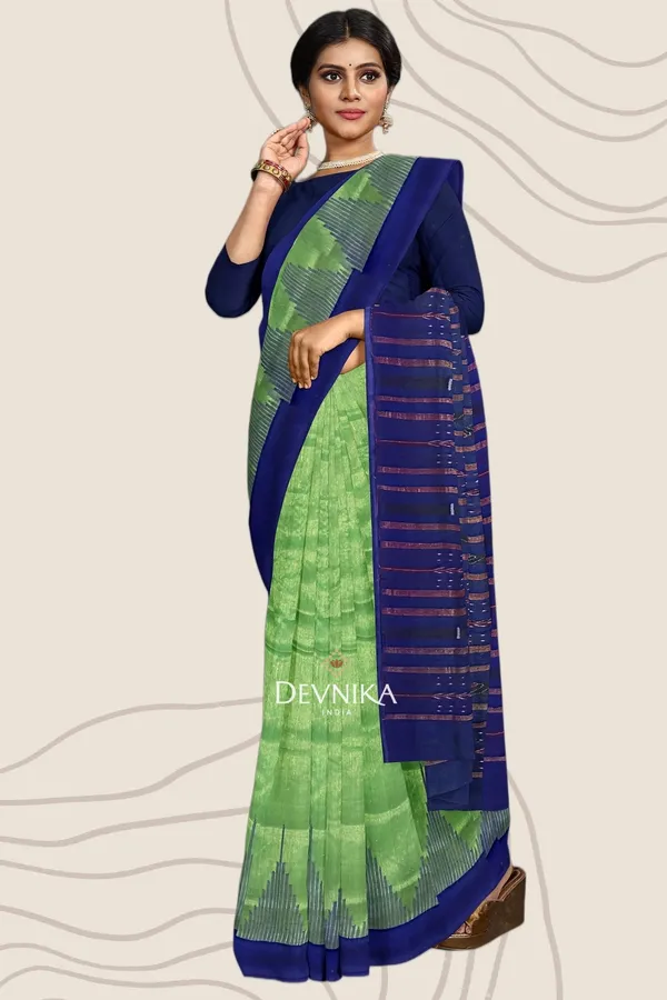 Green_Handloom_Big_Temple_Border_Bapta_Saree_For_Women