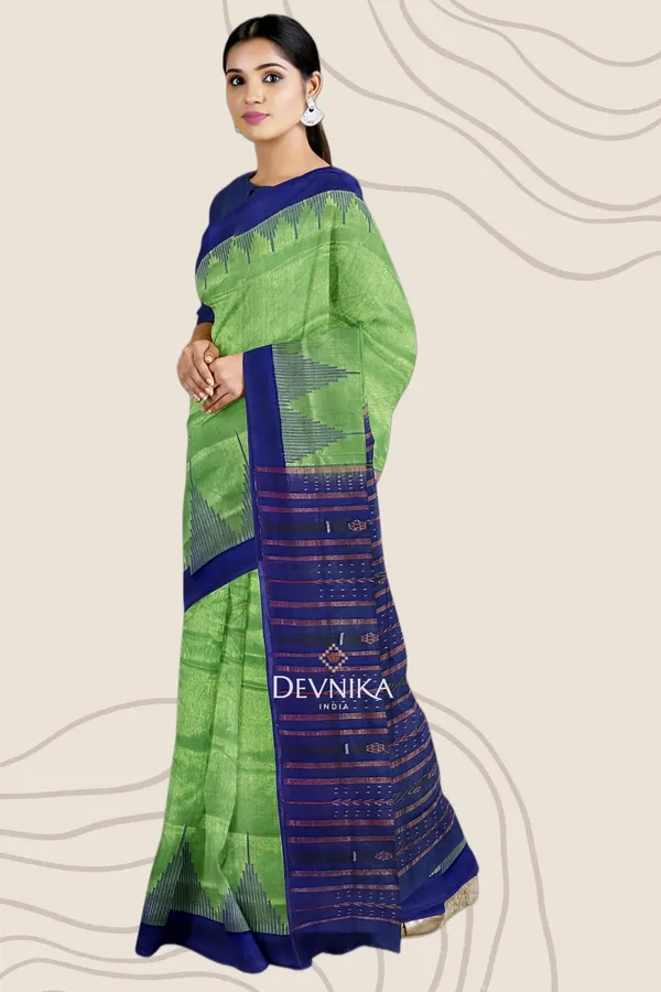Green_Handloom_Big_Temple_Border_Bapta_Saree_For_Women