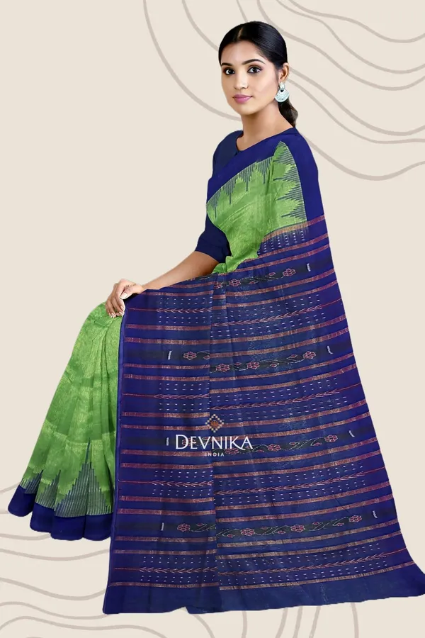 Green_Handloom_Big_Temple_Border_Bapta_Saree_For_Women