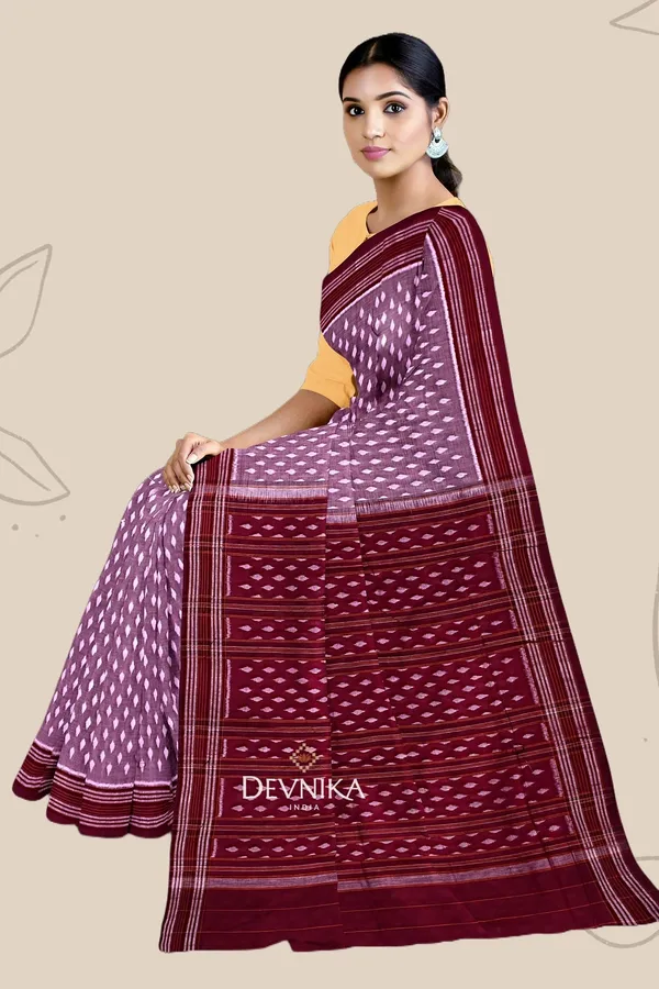 Steel_Maroon_Cotton_Body_Bandha_Handloom_Saree_For_Women