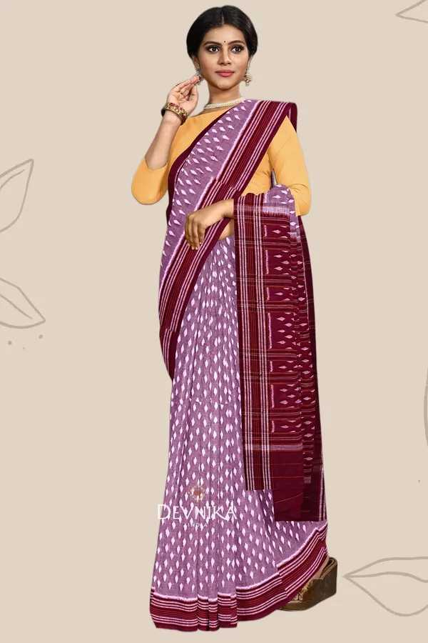 Steel_Maroon_Cotton_Body_Bandha_Handloom_Saree_For_Women