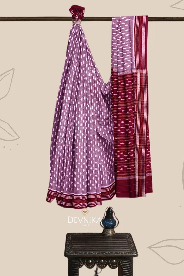 Steel_Maroon_Cotton_Body_Bandha_Handloom_Saree_For_Women