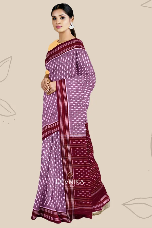 Steel_Maroon_Cotton_Body_Bandha_Handloom_Saree_For_Women