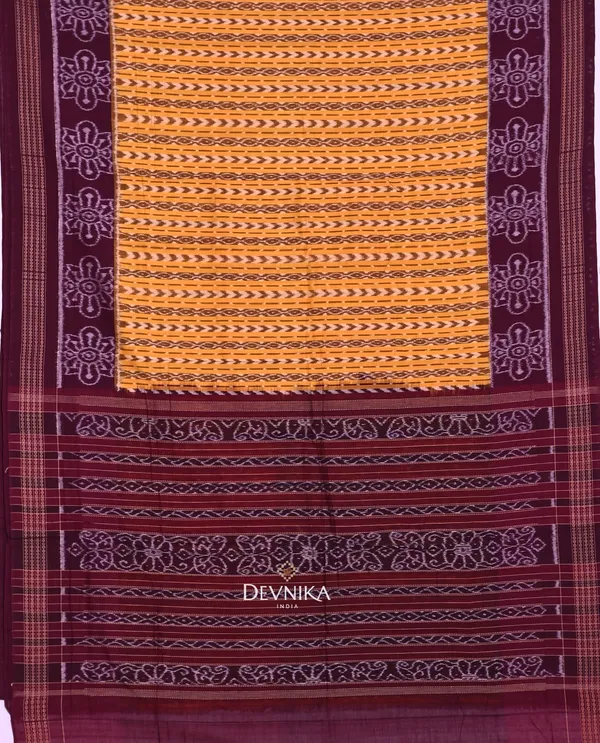 Golden_Yellow_Cotton_Body_Bandha_Handloom_Saree_For_Women