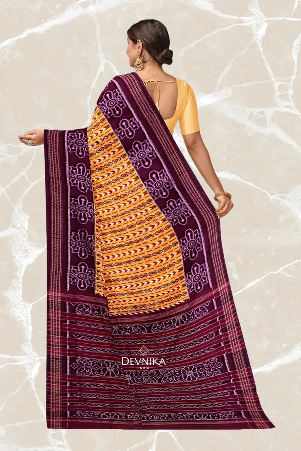 Golden_Yellow_Cotton_Body_Bandha_Handloom_Saree_For_Women