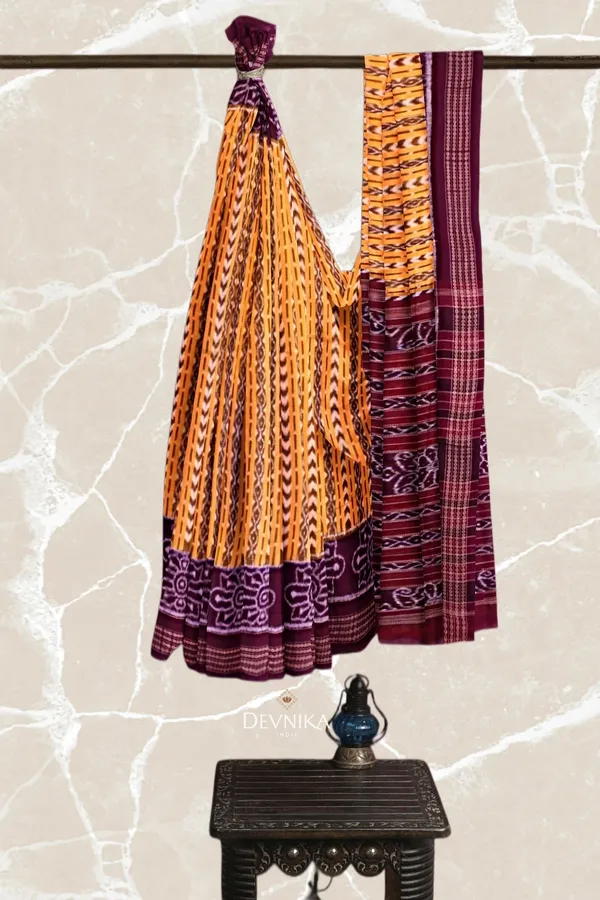 Golden_Yellow_Cotton_Body_Bandha_Handloom_Saree_For_Women