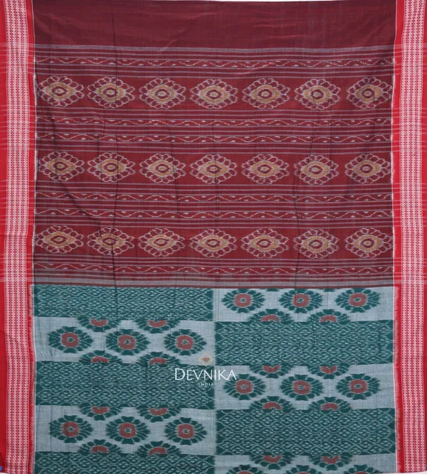 Green_Coffee_Cotton_Body_Bandha_Gi_Tagged_Odisha_Handloom_Saree_For_Women
