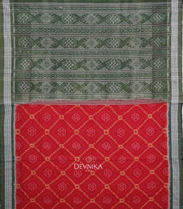 Deep_Red_Cotton_Body_Bandha_Handloom_Saree_For_Women