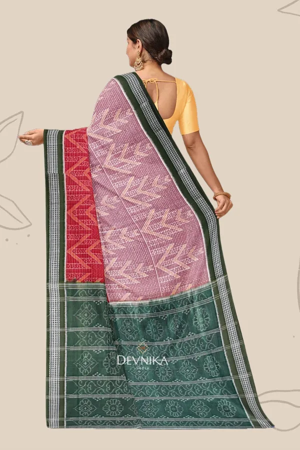 Red_White_Olive_Cotton_Handloom_Body_Bandha_Saree_For_Women