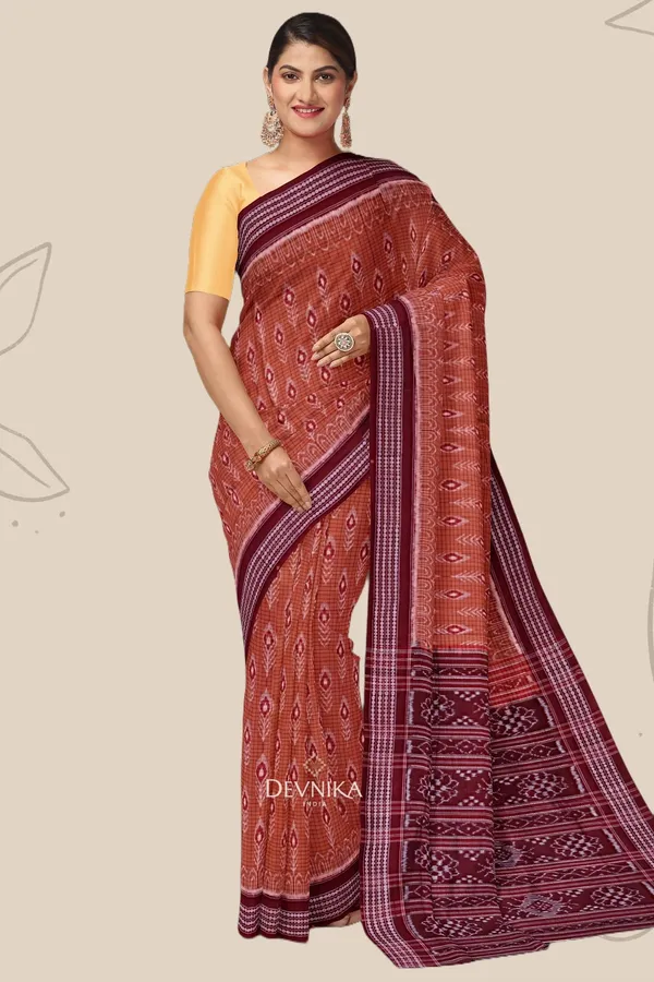 Brown_Cotton_Handloom_Body_Bandha_Saree_For_Women
