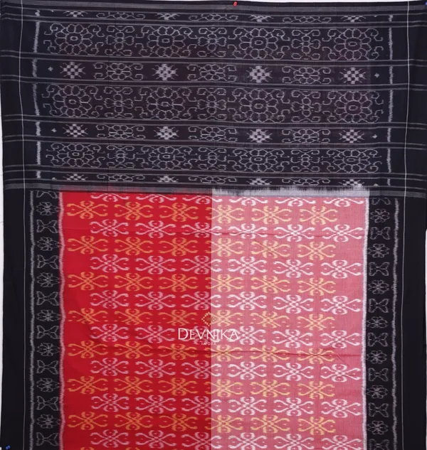 Red_Black_Cotton_Handloom_Body_Bandha_Saree_For_Women