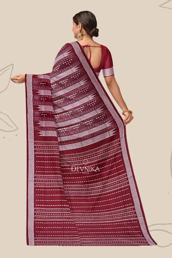 Maroon_Silver_Handloom_Pata_Bapta_Saree_For_Women