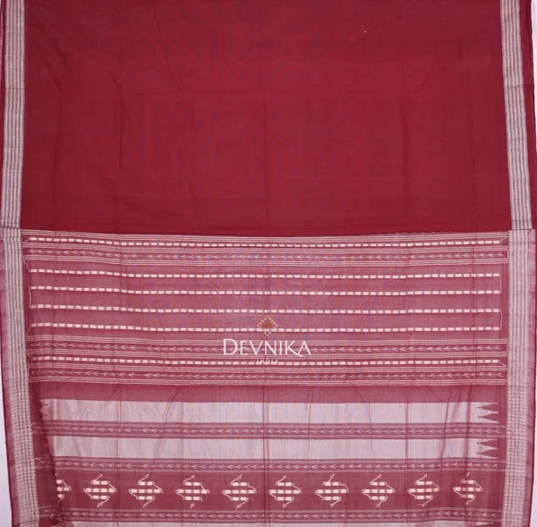 Maroon_Silver_Handloom_Pata_Bapta_Saree_For_Women
