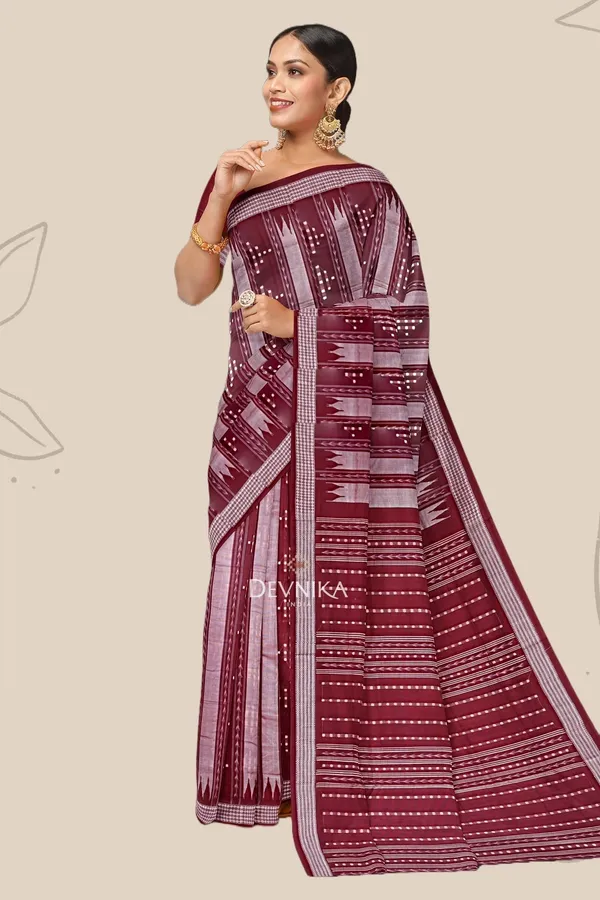 Maroon_Silver_Handloom_Pata_Bapta_Saree_For_Women