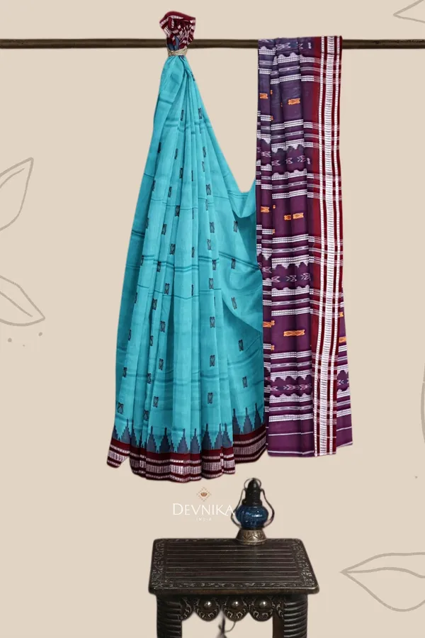 Light_Emerald_Handloom_Pata_Bapta_Saree_For_Women