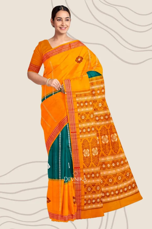 Leaf_Green_Cotton_Handloom_Bomkai_Saree_For_Women