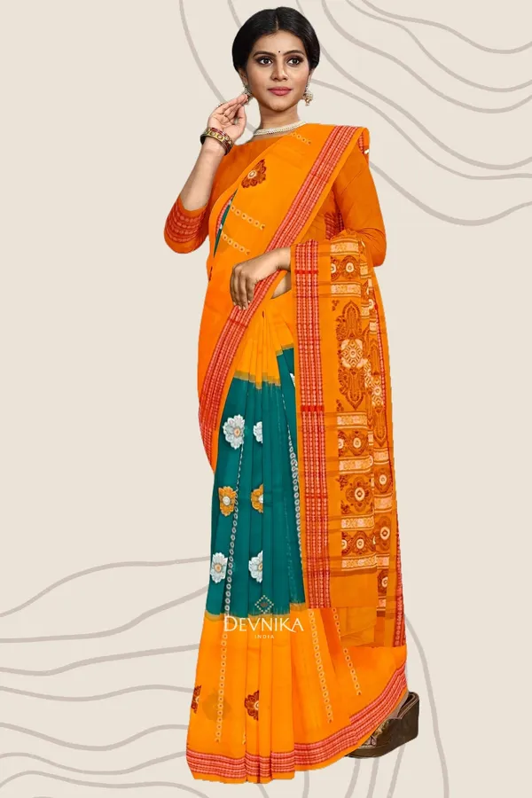 Leaf_Green_Cotton_Handloom_Bomkai_Saree_For_Women