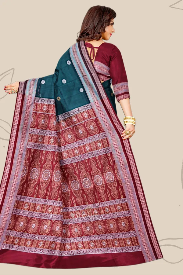 Deep_Green_Cotton_Bomkai_Handloom_Saree_For_Women