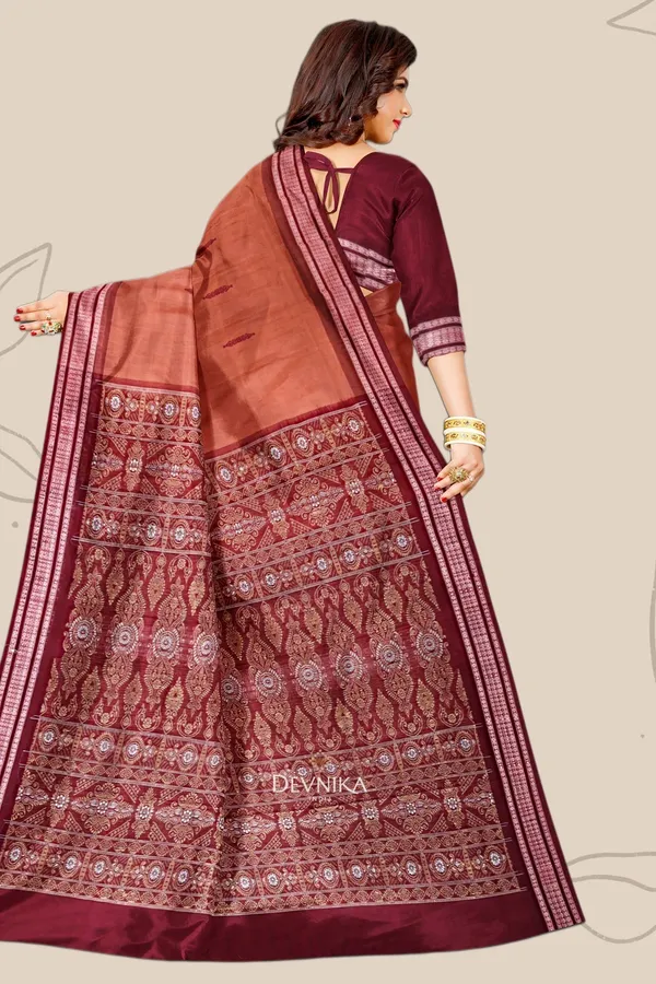 Light_Brown_Cotton_Bomkai_Handloom_Saree_For_Women