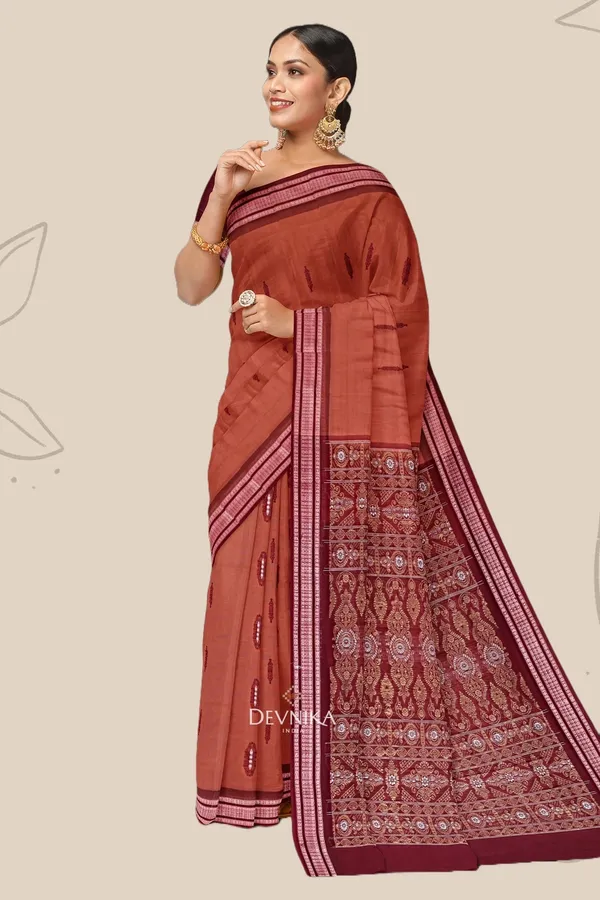 Light_Brown_Cotton_Bomkai_Handloom_Saree_For_Women