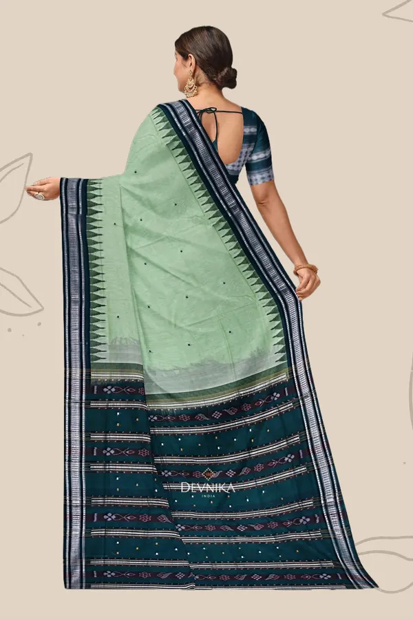 Light_Green_Cotton_Temple_Border_Bapta_Saree_For_Women