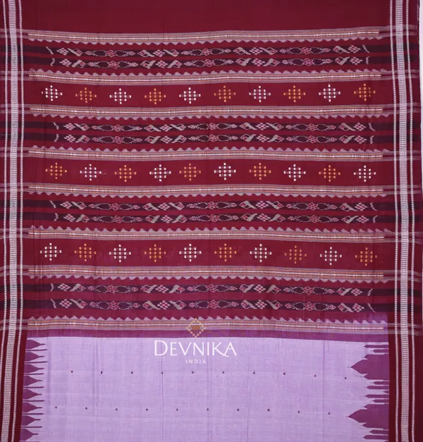 Light_Purple_Cotton_Temple_Border_Bapta_Saree_For_Women
