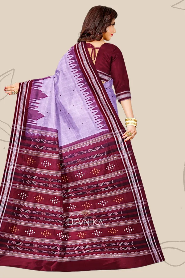Light_Purple_Cotton_Temple_Border_Bapta_Saree_For_Women