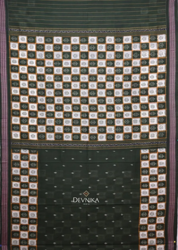 Dark_Olive_Green_Cotton_Border_Pasapalli_Handloom_Saree_For_Women