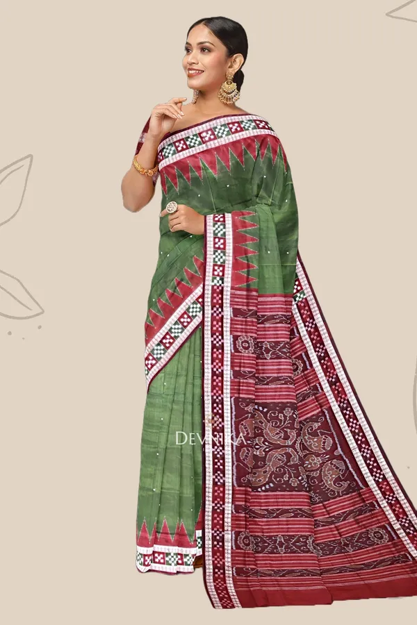Emerald_Green_Silk_Border_Pasapalli_Handloom_Saree_For_Women