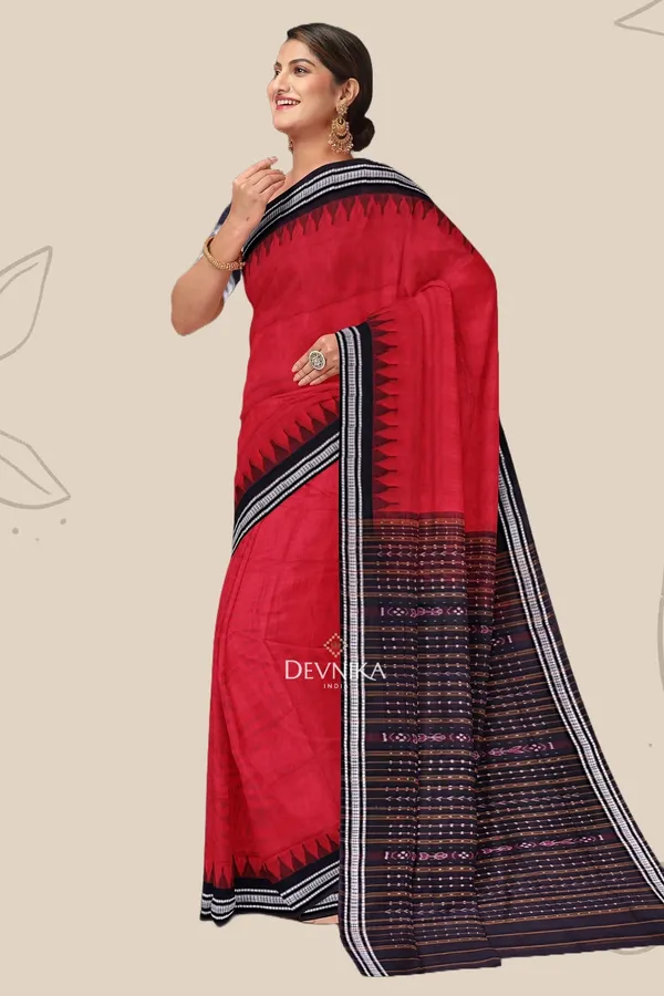 Red_Cotton_Handloom_Bapta_Saree_For_Women