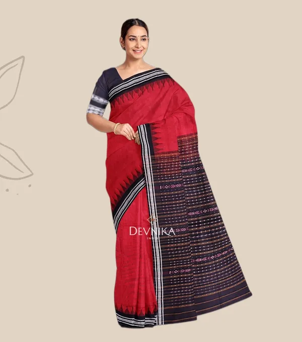 Red_Cotton_Handloom_Bapta_Saree_For_Women