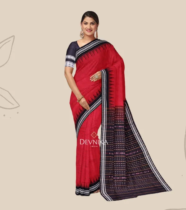 Red_Cotton_Handloom_Bapta_Saree_For_Women