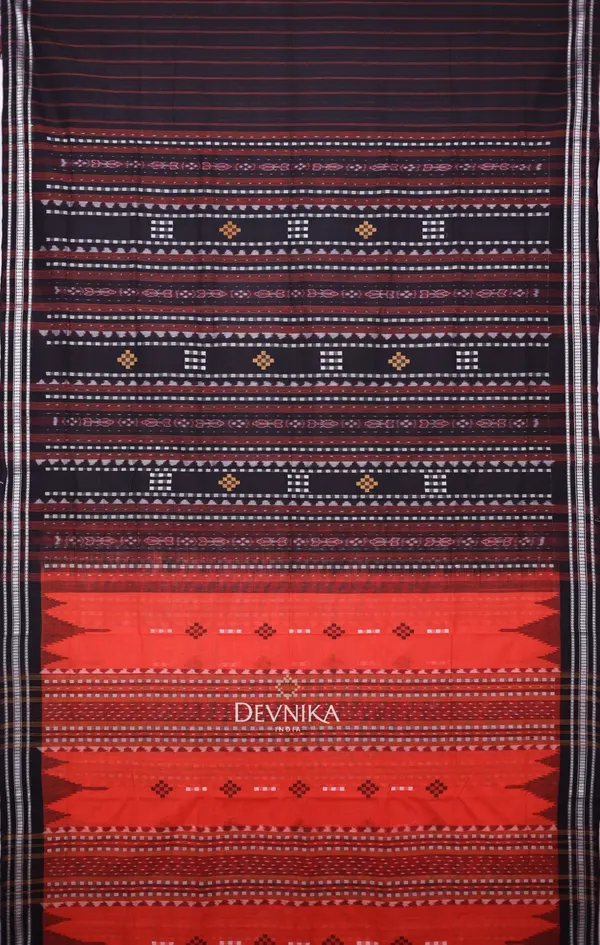 Orange_Handloom_Cotton_Bapta_Saree_For_Women