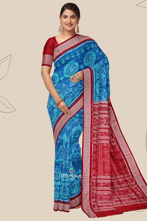 Bright_Blue_Silk_Bandha_Handloom_Saree_For_Women