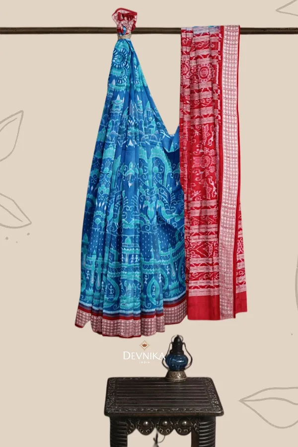 Bright_Blue_Silk_Bandha_Handloom_Saree_For_Women